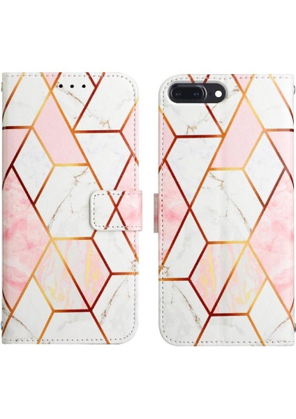 iPhone 8 Plus/7 Plus Kılıf 360 Tam Kaplar Deri Marble Kapaklı Cüzdan Standlı Kartvizitli Kopçalı Kapak Kartlıklı (Yurt Dışından)