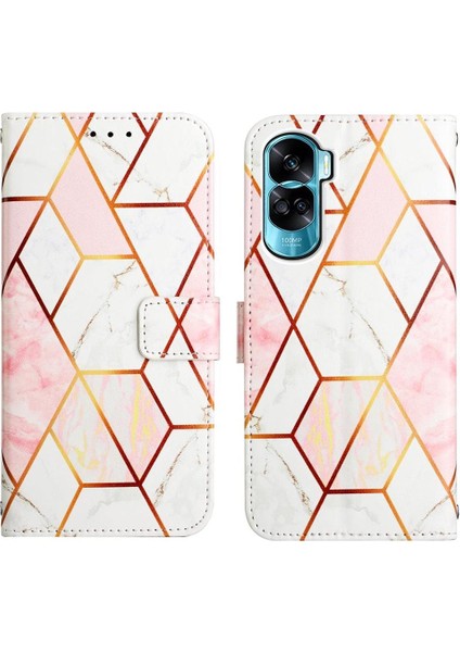 Honor 90 Lite Kılıf 360 Tam Kaplar Deri Marble Kapaklı Cüzdan Standlı Kartvizitli Kopçalı Kapak Kartlıklı (Yurt Dışından)