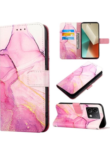 Xiaomi Redmi Note 13 5g Kılıf 360 Tam Kaplar Deri Marble Kapaklı Cüzdan Standlı Kartvizitli Kopçalı Kapak Kartlıklı (Yurt Dışından)