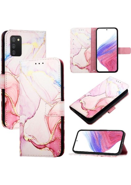 Samsung Galaxy A02S Kılıf 360 Tam Kaplar Deri Marble Kapaklı Cüzdan Standlı Kartvizitli Kopçalı Kapak Kartlıklı (Yurt Dışından)