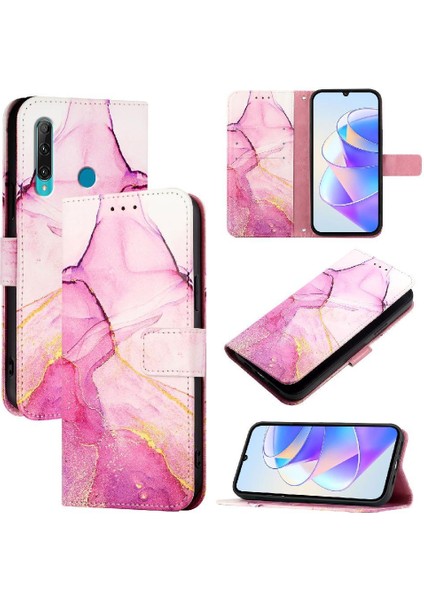 Huawei P Smart Plus 2019 Kılıf 360 Tam Kaplar Deri Marble Kapaklı Cüzdan Standlı Kartvizitli Kopçalı Kapak Kartlıklı (Yurt Dışından)