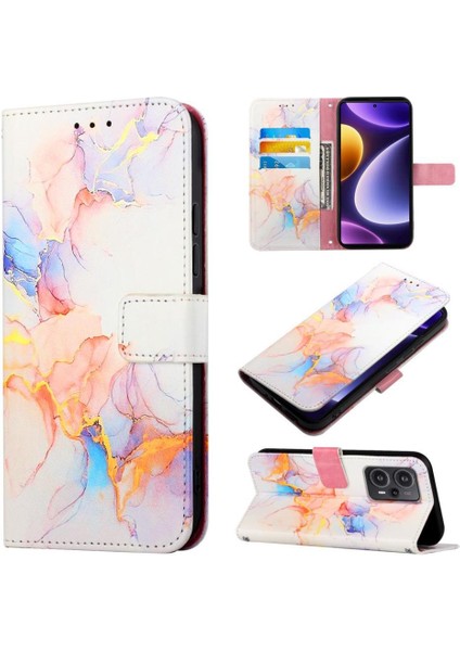 Xiaomi 13 Pro 5g Kılıf 360 Tam Kaplar Deri Marble Kapaklı Cüzdan Standlı Kartvizitli Kopçalı Kapak Kartlıklı (Yurt Dışından)