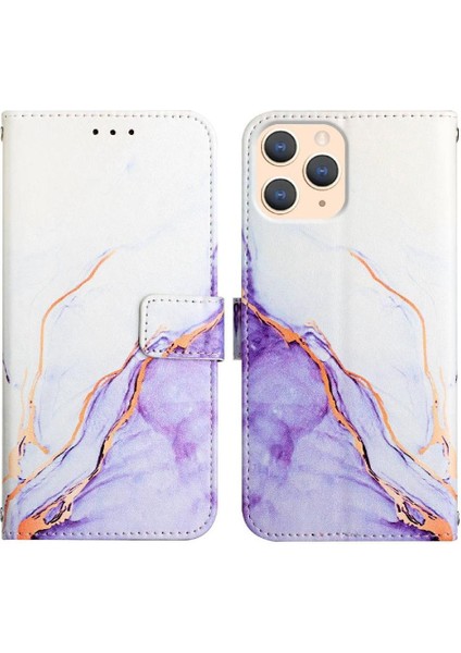 iPhone 13 Pro Kılıf 360 Tam Kaplar Deri Marble Kapaklı Cüzdan Standlı Kartvizitli Kopçalı Kapak Kartlıklı (Yurt Dışından)