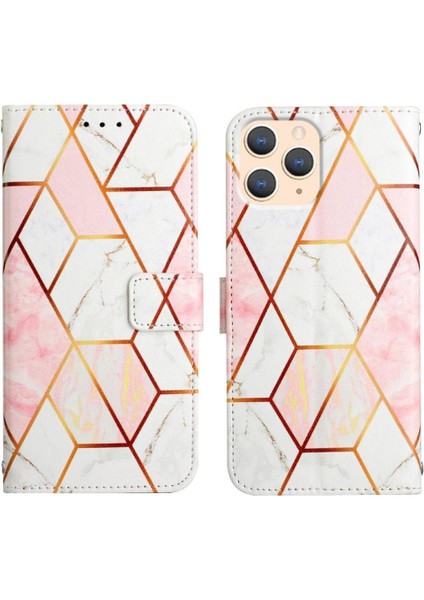 iPhone 13 Pro Max Kılıf 360 Tam Kaplar Deri Marble Kapaklı Cüzdan Standlı Kartvizitli Kopçalı Kapak Kartlıklı (Yurt Dışından)