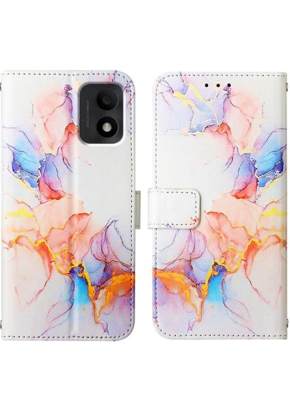 Tcl 303 Kılıf 360 Tam Kaplar Deri Marble Kapaklı Cüzdan Standlı Kartvizitli Kopçalı Kapak Kartlıklı (Yurt Dışından)
