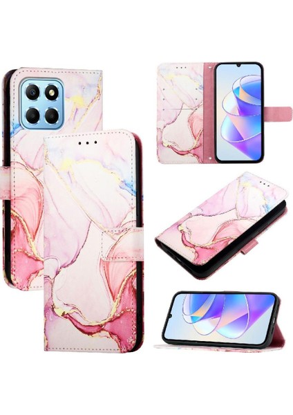 Honor 70 Lite 5g Kılıf 360 Tam Kaplar Deri Marble Kapaklı Cüzdan Standlı Kartvizitli Kopçalı Kapak Kartlıklı (Yurt Dışından)