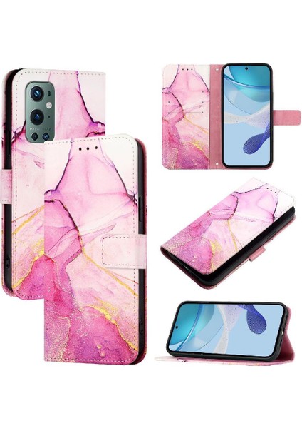 Oneplus 9 Pro Kılıf 360 Tam Kaplar Deri Marble Kapaklı Cüzdan Standlı Kartvizitli Kopçalı Kapak Kartlıklı (Yurt Dışından)
