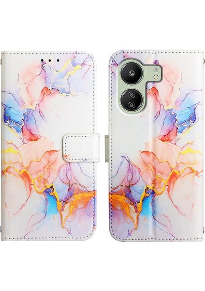 Xiaomi Redmi 13C 4g Kılıf 360 Tam Kaplar Deri Marble Kapaklı Cüzdan Standlı Kartvizitli Kopçalı Kapak Kartlıklı (Yurt Dışından)