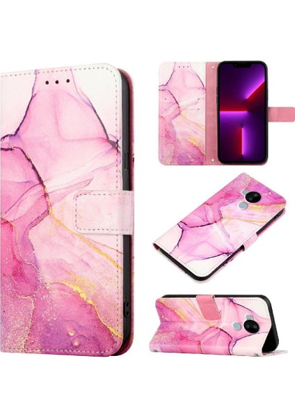 Nokia C30 Kılıf 360 Tam Kaplar Deri Marble Kapaklı Cüzdan Standlı Kartvizitli Kopçalı Kapak Kartlıklı (Yurt Dışından)