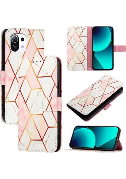 Xiaomi 11 Lite 5g Kılıf 360 Tam Kaplar Deri Marble Kapaklı Cüzdan Standlı Kartvizitli Kopçalı Kapak Kartlıklı (Yurt Dışından)
