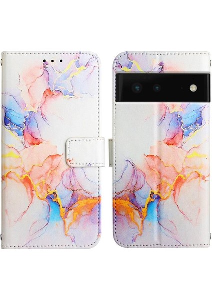Google Pixel 6 5g Kılıf 360 Tam Kaplar Deri Marble Kapaklı Cüzdan Standlı Kartvizitli Kopçalı Kapak Kartlıklı (Yurt Dışından)