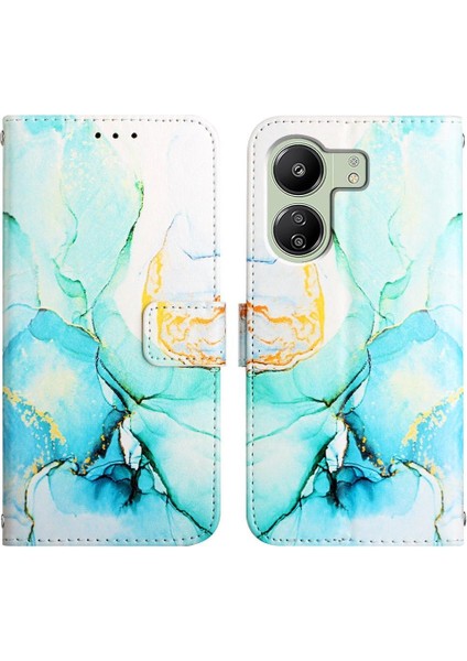 Xiaomi Redmi 13C 4g Kılıf 360 Tam Kaplar Deri Marble Kapaklı Cüzdan Standlı Kartvizitli Kopçalı Kapak Kartlıklı (Yurt Dışından)