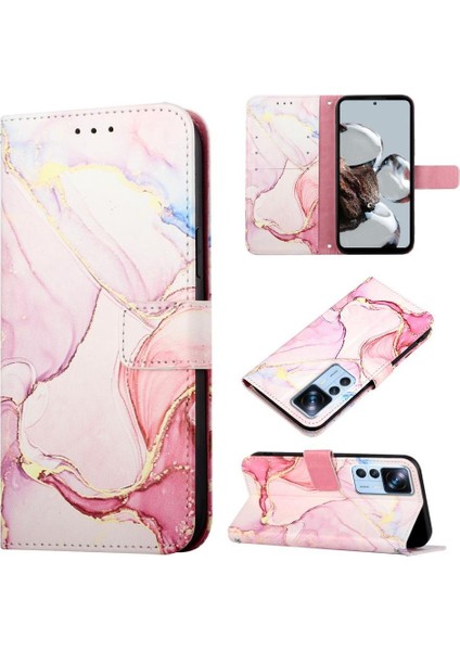 Xiaomi 12T/12T Pro Kılıf 360 Tam Kaplar Deri Marble Kapaklı Cüzdan Standlı Kartvizitli Kopçalı Kapak Kartlıklı (Yurt Dışından)