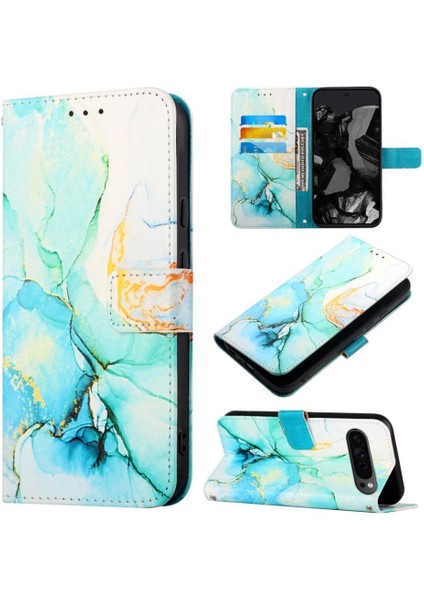 Google Pixel 9 Pro Kılıf 360 Tam Kaplar Deri Marble Kapaklı Cüzdan Standlı Kartvizitli Kopçalı Kapak Kartlıklı (Yurt Dışından)