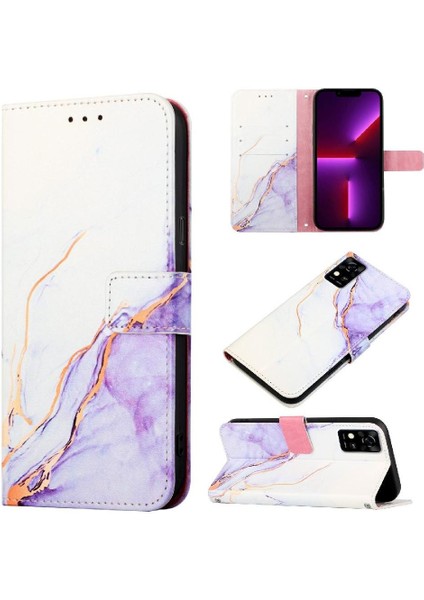 Zte Blade A31 Kılıf 360 Tam Kaplar Deri Marble Kapaklı Cüzdan Standlı Kartvizitli Kopçalı Kapak Kartlıklı (Yurt Dışından)