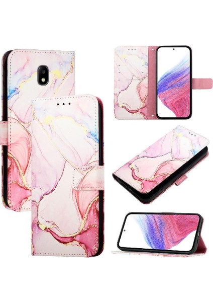 Samsung Galaxy J5 2017 Kılıf 360 Tam Kaplar Deri Marble Kapaklı Cüzdan Standlı Kartvizitli Kopçalı Kapak Kartlıklı (Yurt Dışından)