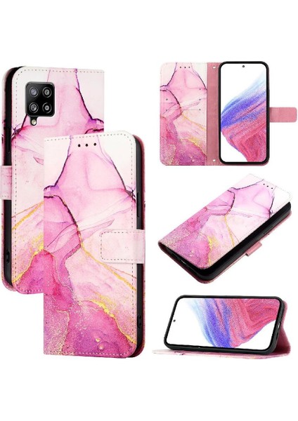 Samsung Galaxy A42 Kılıf 360 Tam Kaplar Deri Marble Kapaklı Cüzdan Standlı Kartvizitli Kopçalı Kapak Kartlıklı (Yurt Dışından)