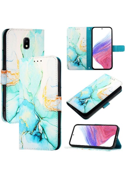 Samsung Galaxy J7 2017 Kılıf 360 Tam Kaplar Deri Marble Kapaklı Cüzdan Standlı Kartvizitli Kopçalı Kapak Kartlıklı (Yurt Dışından)