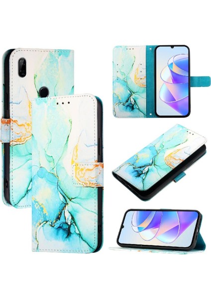 Huawei P Smart Z Kılıf 360 Tam Kaplar Deri Marble Kapaklı Cüzdan Standlı Kartvizitli Kopçalı Kapak Kartlıklı (Yurt Dışından)