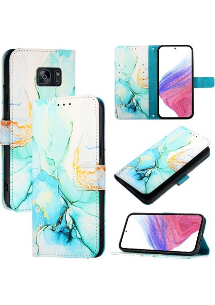 Samsung Galaxy S7 Edge Kılıf 360 Tam Kaplar Deri Marble Kapaklı Cüzdan Standlı Kartvizitli Kopçalı Kapak Kartlıklı (Yurt Dışından)