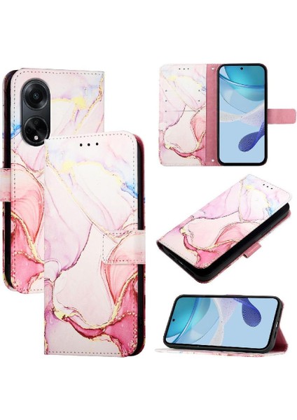 Oppo A1 5g Kılıf 360 Tam Kaplar Deri Marble Kapaklı Cüzdan Standlı Kartvizitli Kopçalı Kapak Kartlıklı (Yurt Dışından)