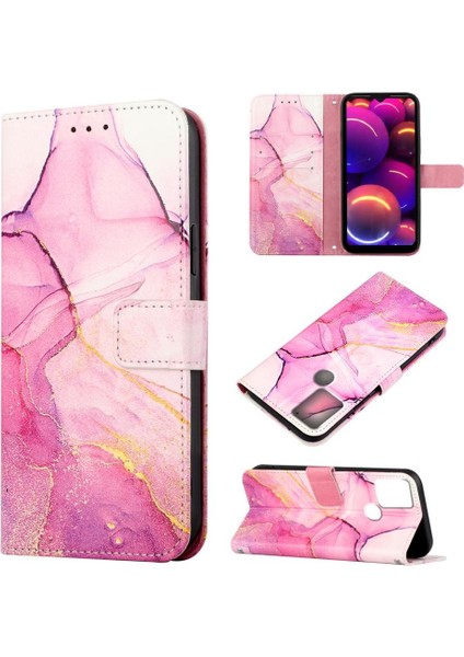 Tcl 305I Kılıf 360 Tam Kaplar Deri Marble Kapaklı Cüzdan Standlı Kartvizitli Kopçalı Kapak Kartlıklı (Yurt Dışından)