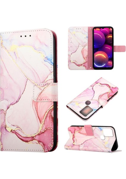 Tcl 305I Kılıf 360 Tam Kaplar Deri Marble Kapaklı Cüzdan Standlı Kartvizitli Kopçalı Kapak Kartlıklı (Yurt Dışından)