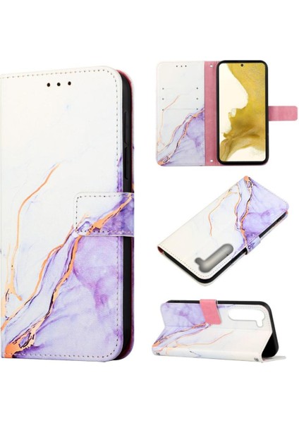 Samsung Galaxy S23 5g Kılıf 360 Tam Kaplar Deri Marble Kapaklı Cüzdan Standlı Kartvizitli Kopçalı Kapak Kartlıklı (Yurt Dışından)