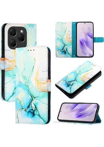 Tecno Spark 20 Pro Kılıf 360 Tam Kaplar Deri Marble Kapaklı Cüzdan Standlı Kartvizitli Kopçalı Kapak Kartlıklı (Yurt Dışından)