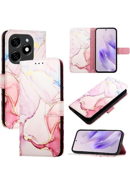 Tecno Spark 20 Kılıf 360 Tam Kaplar Deri Marble Kapaklı Cüzdan Standlı Kartvizitli Kopçalı Kapak Kartlıklı (Yurt Dışından)