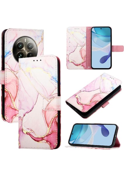 Realme 12 Pro 5g Kılıf 360 Tam Kaplar Deri Marble Kapaklı Cüzdan Standlı Kartvizitli Kopçalı Kapak Kartlıklı (Yurt Dışından)