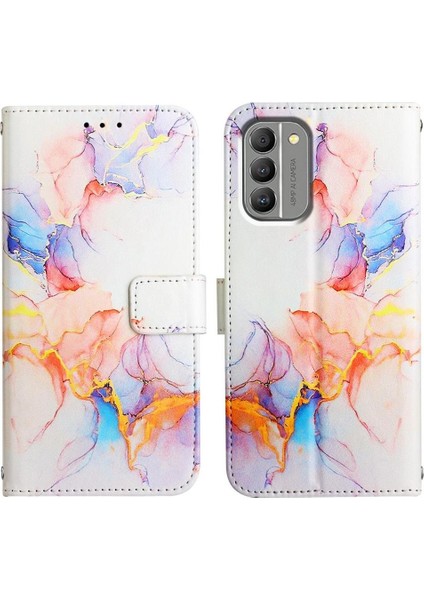 Nokia G400 Kılıf 360 Tam Kaplar Deri Marble Kapaklı Cüzdan Standlı Kartvizitli Kopçalı Kapak Kartlıklı (Yurt Dışından)