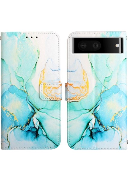 Google Pixel 7 Pro 5g Kılıf 360 Tam Kaplar Deri Marble Kapaklı Cüzdan Standlı Kartvizitli Kopçalı Kapak Kartlıklı (Yurt Dışından)