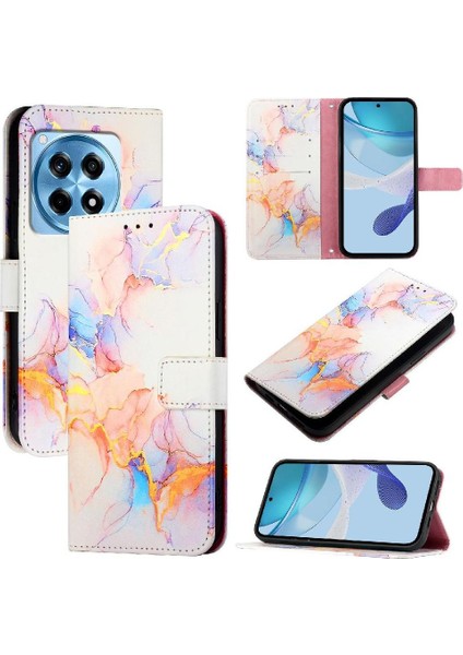 Oneplus Ace 3 5g Kılıf 360 Tam Kaplar Deri Marble Kapaklı Cüzdan Standlı Kartvizitli Kopçalı Kapak Kartlıklı (Yurt Dışından)