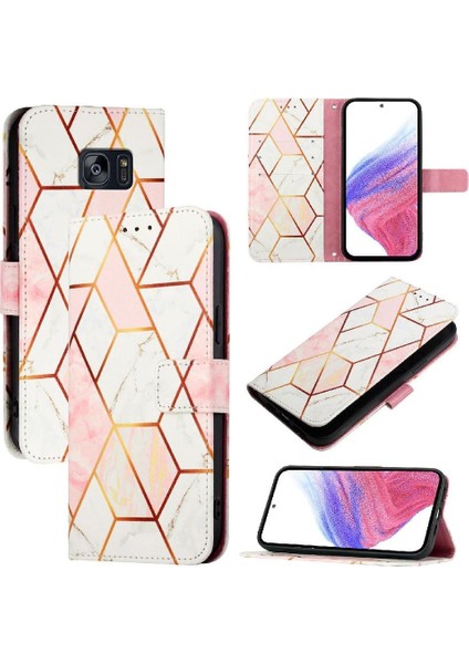 Samsung Galaxy S7 Edge Kılıf 360 Tam Kaplar Deri Marble Kapaklı Cüzdan Standlı Kartvizitli Kopçalı Kapak Kartlıklı (Yurt Dışından)