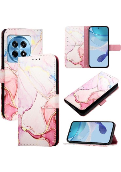 Oneplus Ace 3 5g Kılıf 360 Tam Kaplar Deri Marble Kapaklı Cüzdan Standlı Kartvizitli Kopçalı Kapak Kartlıklı (Yurt Dışından)