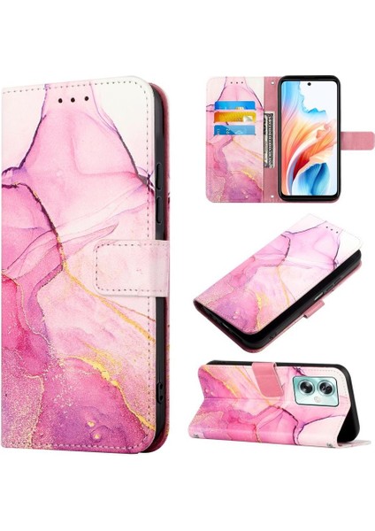 Oppo A79 5g Kılıf 360 Tam Kaplar Deri Marble Kapaklı Cüzdan Standlı Kartvizitli Kopçalı Kapak Kartlıklı (Yurt Dışından)