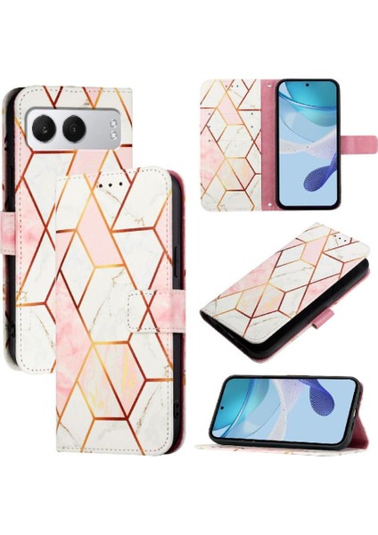 Oneplus Nord 4 Kılıf 360 Tam Kaplar Deri Marble Kapaklı Cüzdan Standlı Kartvizitli Kopçalı Kapak Kartlıklı (Yurt Dışından)