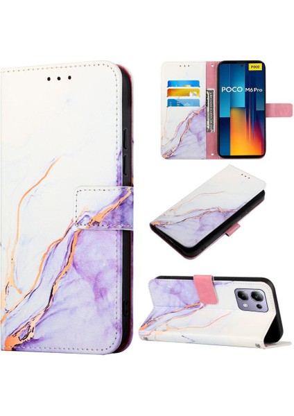 Xiaomi Redmi Note 13 Pro 4g Kılıf 360 Tam Kaplar Deri Marble Kapaklı Cüzdan Standlı Kartvizitli Kopçalı Kapak Kartlıklı (Yurt Dışından)