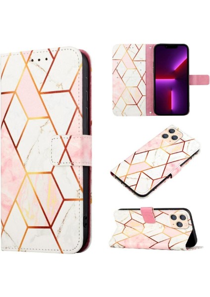 iPhone 11 Pro Max Kılıf 360 Tam Kaplar Deri Marble Kapaklı Cüzdan Standlı Kartvizitli Kopçalı Kapak Kartlıklı (Yurt Dışından)