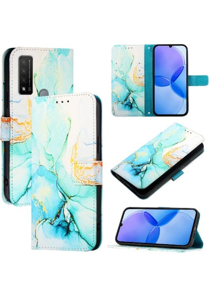 Tcl 20R Kılıf 360 Tam Kaplar Deri Marble Kapaklı Cüzdan Standlı Kartvizitli Kopçalı Kapak Kartlıklı (Yurt Dışından)