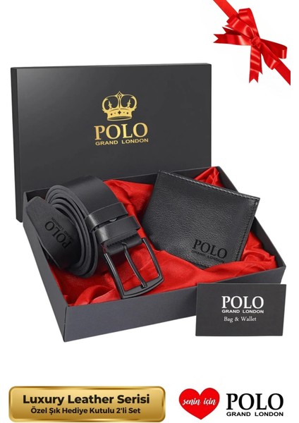 Orijinal Erkek Özel Hediye Kutulu 2'li Set Babalar Günü Hediyesi Hediyelik Deri Kemer Cüzdan Seti