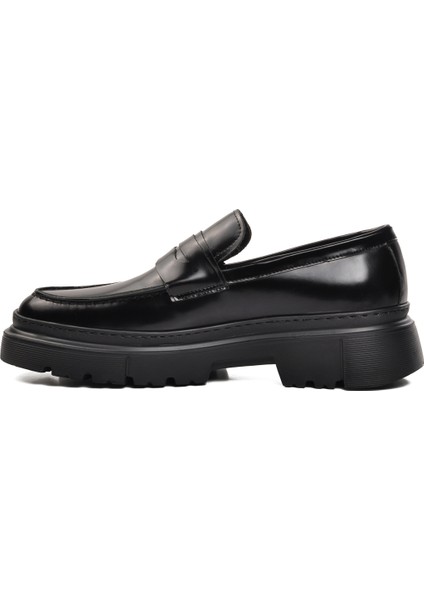 Siyah Geniş Kalıp Erkek Loafer Ayakkabı