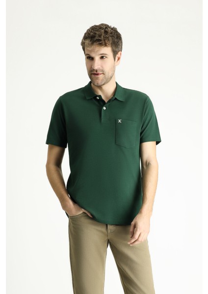 Cepli Polo Yaka Regular Fit Nakışlı Pamuk Tişört