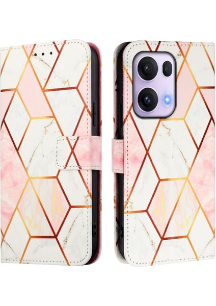 Oppo Reno 13 Pro 5g Kılıf 360 Tam Kaplar Deri Marble Kapaklı Cüzdan Standlı Kartvizitli Kopçalı Kapak Kartlıklı (Yurt Dışından)