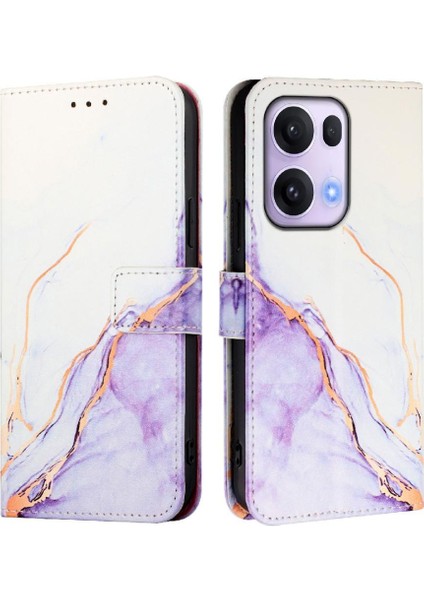 Oppo Reno 13 Pro 5g Kılıf 360 Tam Kaplar Deri Marble Kapaklı Cüzdan Standlı Kartvizitli Kopçalı Kapak Kartlıklı (Yurt Dışından)