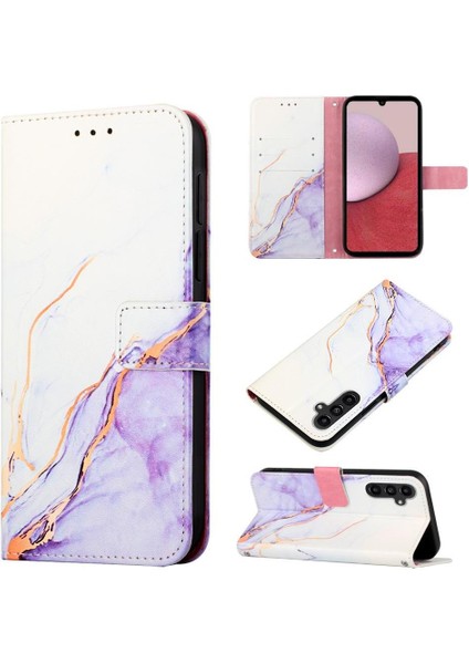 Samsung Galaxy A05S Kılıf 360 Tam Kaplar Deri Marble Kapaklı Cüzdan Standlı Kartvizitli Kopçalı Kapak Kartlıklı (Yurt Dışından)