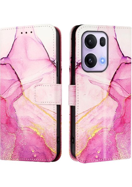 Oppo Reno 13 Pro 5g Kılıf 360 Tam Kaplar Deri Marble Kapaklı Cüzdan Standlı Kartvizitli Kopçalı Kapak Kartlıklı (Yurt Dışından)
