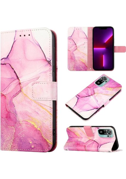 Xiaomi Redmi Note 10 Pro Kılıf 360 Tam Kaplar Deri Marble Kapaklı Cüzdan Standlı Kartvizitli Kopçalı Kapak Kartlıklı (Yurt Dışından)