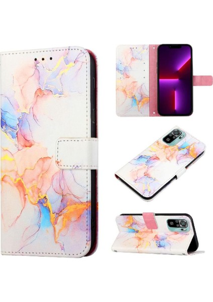 Xiaomi Redmi Note 10 Pro Kılıf 360 Tam Kaplar Deri Marble Kapaklı Cüzdan Standlı Kartvizitli Kopçalı Kapak Kartlıklı (Yurt Dışından)